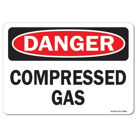 Signmission Safety Sign, OSHA Danger, 5" Height, 7" Width, Compressed Gas, Landscape OS-DS-D-57-L-19280
